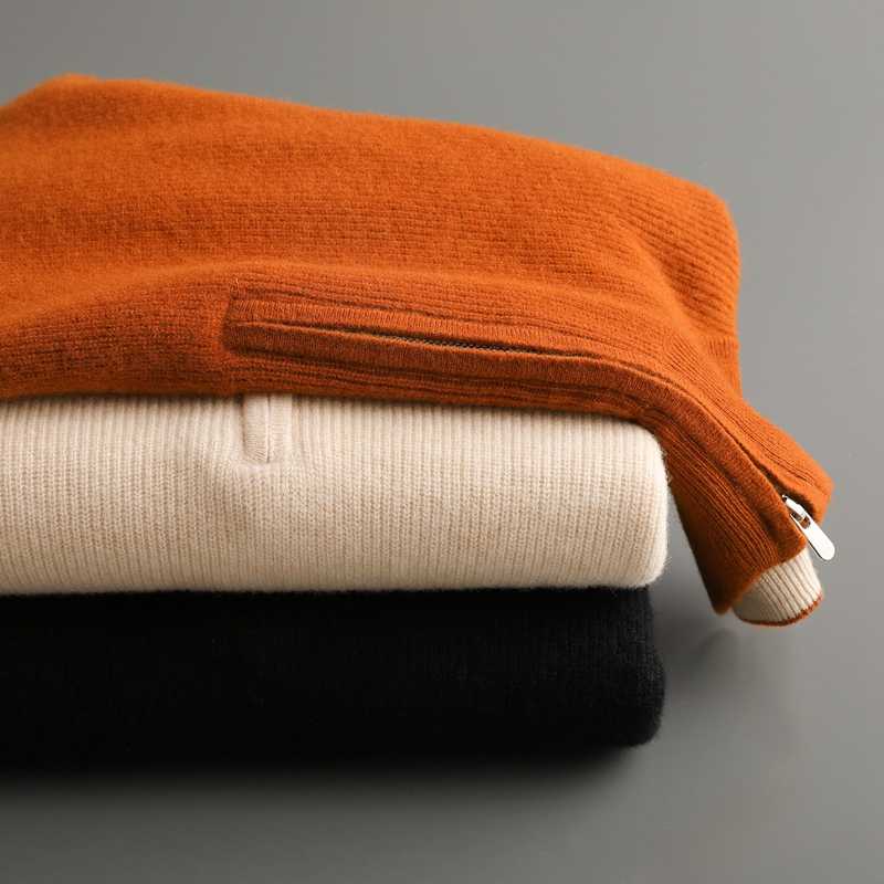 100% Cashmere Ribbed Half Zip Sweater